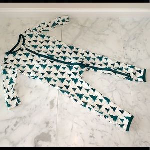 Kickee Pants Coverall “Holiday Christmas trees”